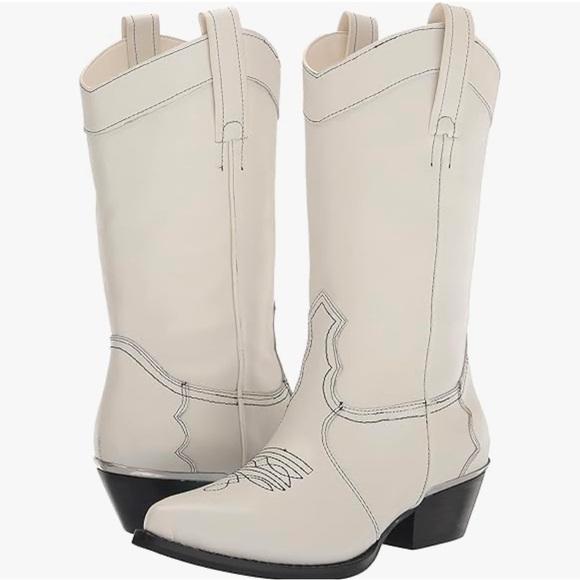DKNY Laila Genuine Calf Leather Cowboy Boots White